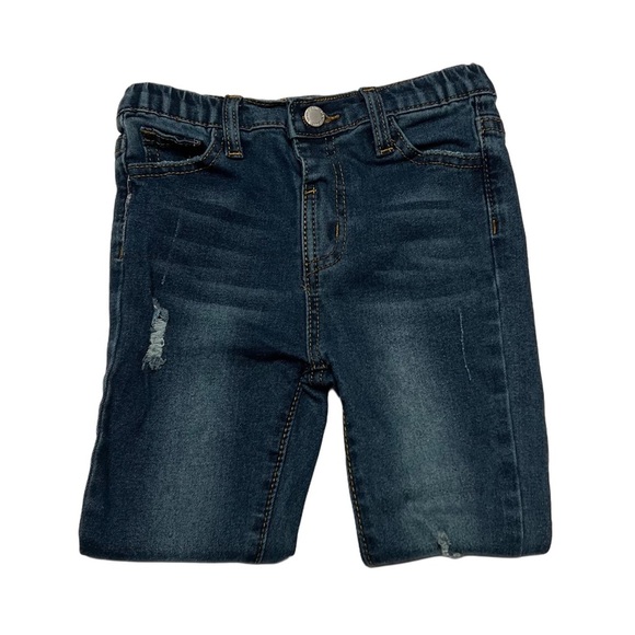 SHEIN Kids Dark Blue Denim Distressed Skinny Jeans | Girls 5T - Picture 3 of 4